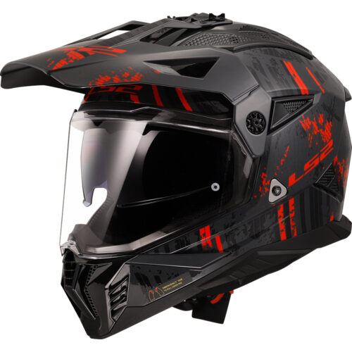Kaciga LS2 Enduro MX702 PIONEER II CRAZY mat crno crvena