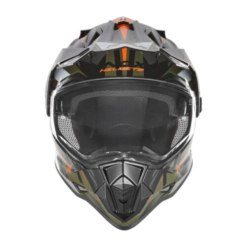 Kaciga NOX Enduro sa vizirom N312 TRACK KHAKI narandžasta