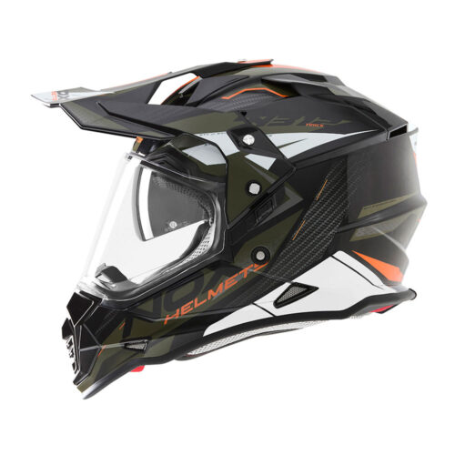Kaciga NOX Enduro sa vizirom N312 TRACK KHAKI narandžasta