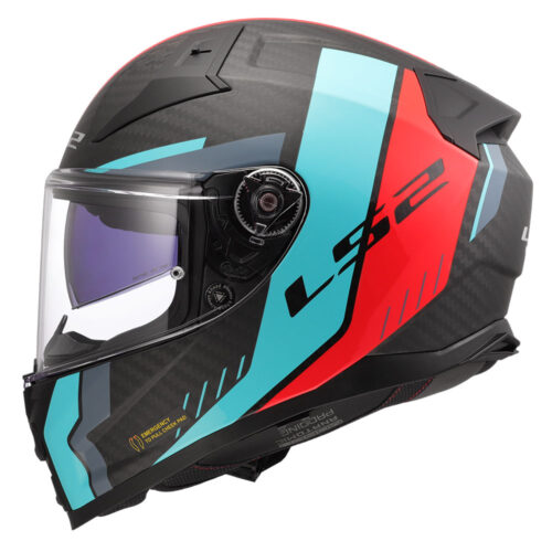 Kaciga LS2 Full Face FF811 VECTOR II CARBON GRID plavo crvena sa naočarima